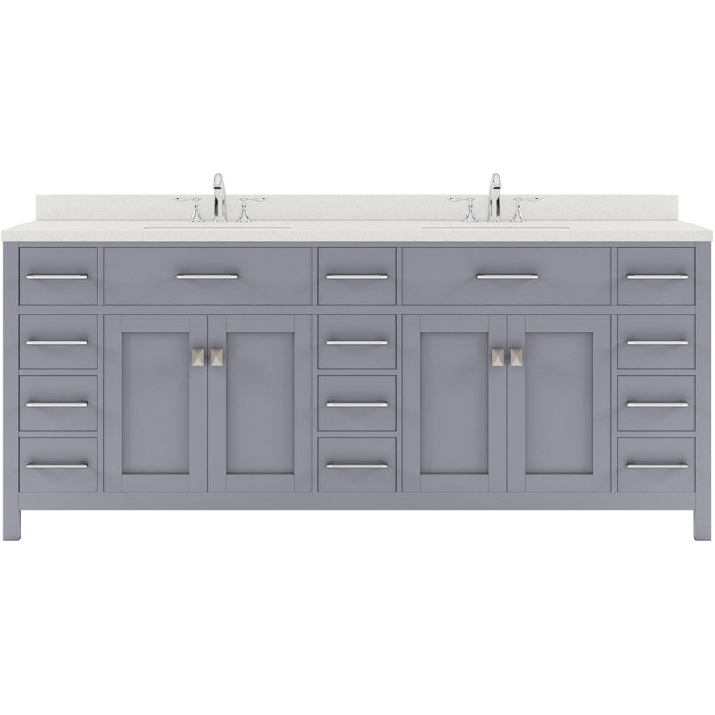 Modern Fittings Caroline Parkway 78" Double Bath Vanity with Quartz Top and Round Sinks