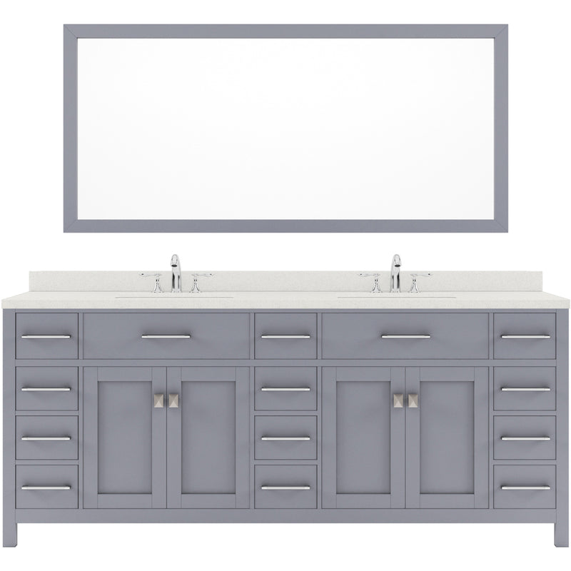 Modern Fittings Caroline Parkway 78" Double Bath Vanity with Quartz Top and Round Sinks Faucets