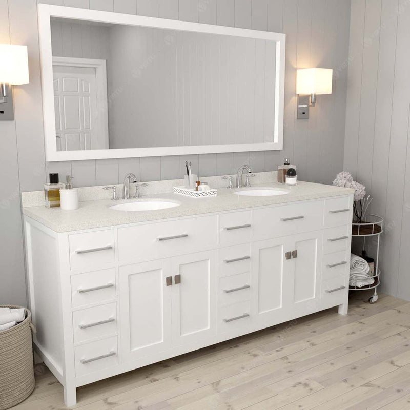 Modern Fittings Caroline Parkway 78" Double Bath Vanity with Quartz Top and Round Sinks