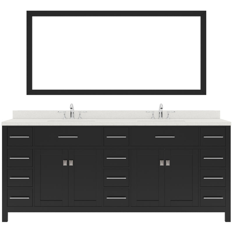 Modern Fittings Caroline Parkway 78" Double Bath Vanity with Quartz Top and Square Sinks