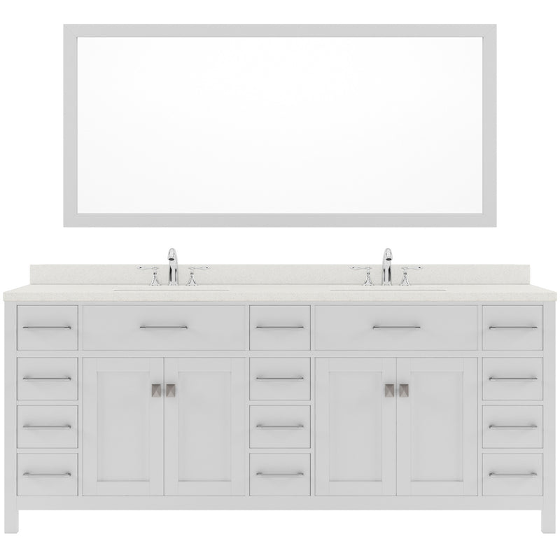 Modern Fittings Caroline Parkway 78" Double Bath Vanity with Quartz Top and Square Sinks