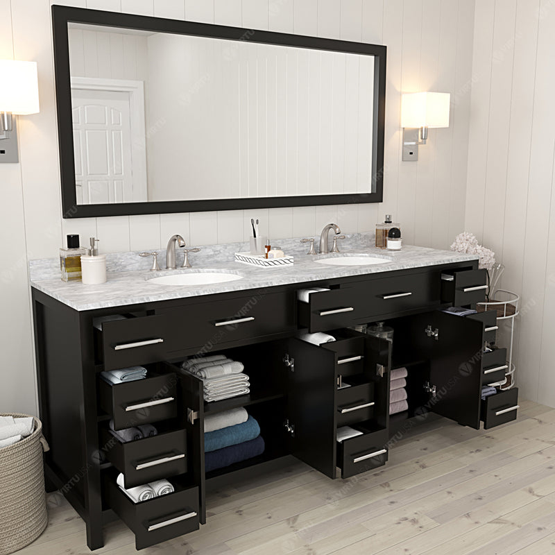 Modern Fittings Caroline Parkway 78" Double Bath Vanity with Marble Top and Round Sinks