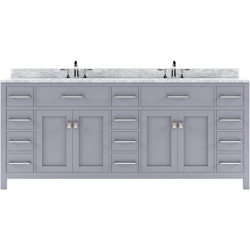 Modern Fittings Caroline Parkway 78" Double Bath Vanity with Marble Top and Round Sinks