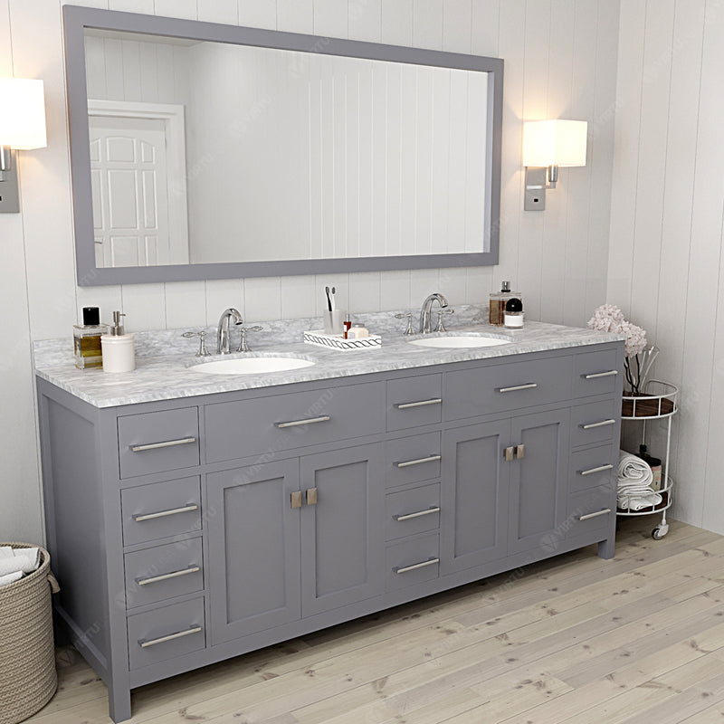 Modern Fittings Caroline Parkway 78" Double Bath Vanity with Marble Top and Round Sinks