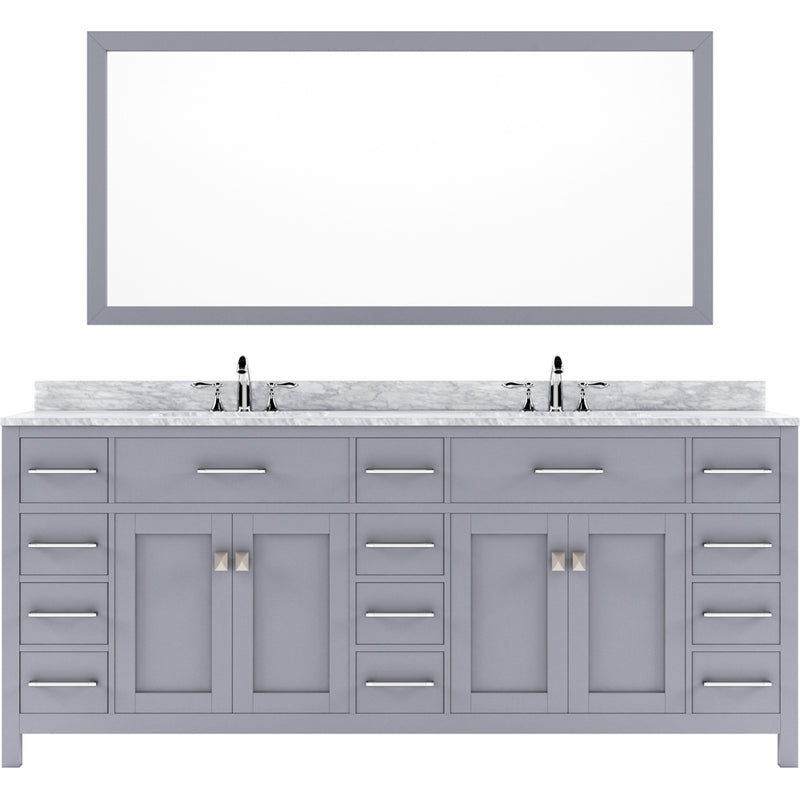 Modern Fittings Caroline Parkway 78" Double Bath Vanity with Marble Top and Round Sinks Faucets