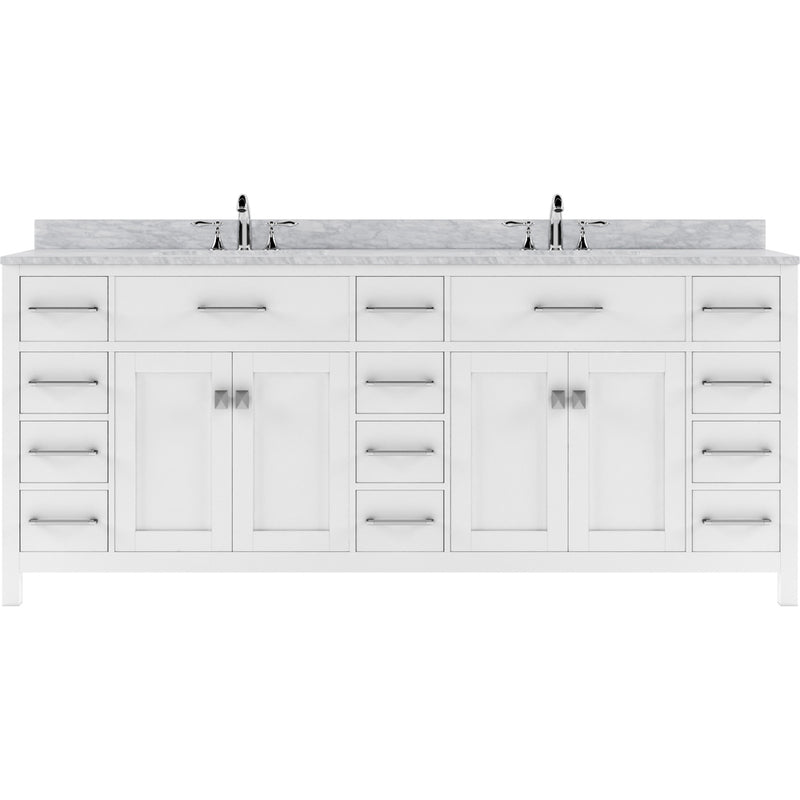 Modern Fittings Caroline Parkway 78" Double Bath Vanity with Marble Top and Round Sinks