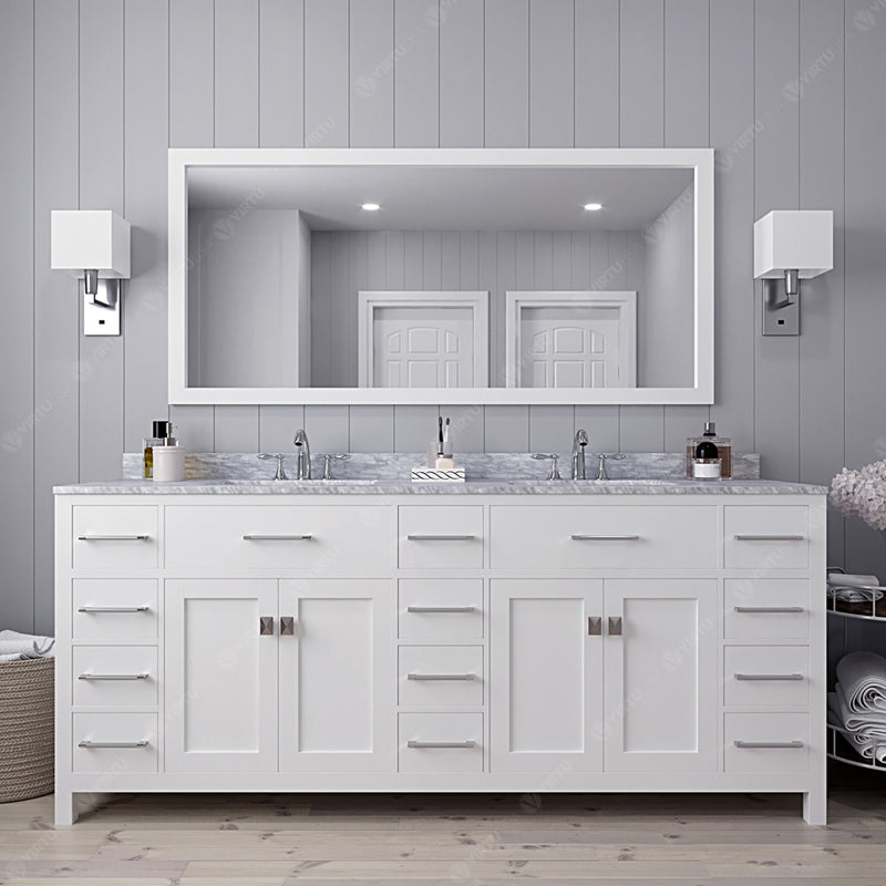 Modern Fittings Caroline Parkway 78" Double Bath Vanity with Marble Top and Round Sinks