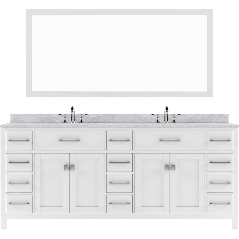 Modern Fittings Caroline Parkway 78" Double Bath Vanity with Marble Top and Round Sinks