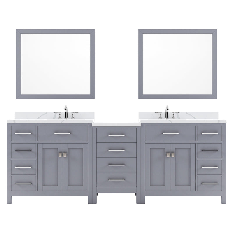 Modern Fittings Caroline Parkway 93" Double Bath Vanity with Calacatta Quartz Top and Round Sinks