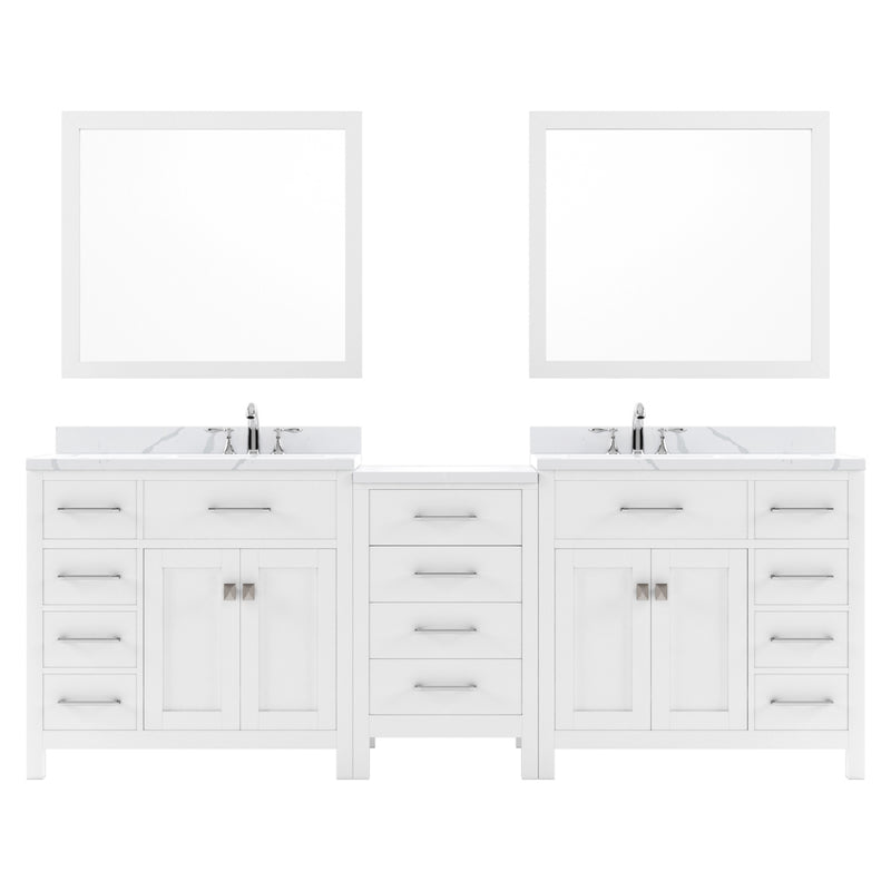 Modern Fittings Caroline Parkway 93" Double Bath Vanity with Calacatta Quartz Top and Round Sinks