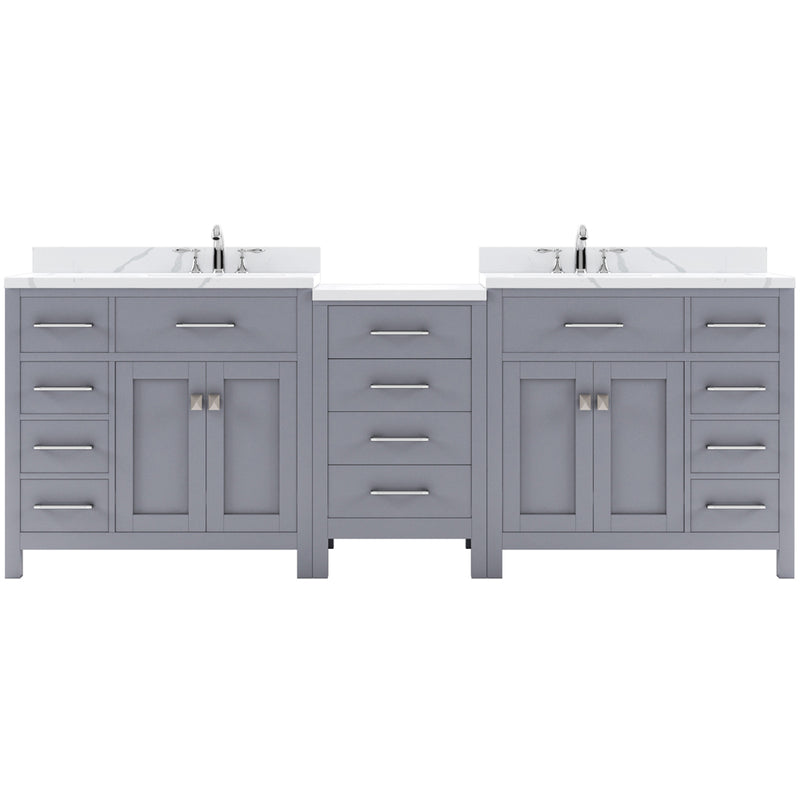 Modern Fittings Caroline Parkway 93" Double Bath Vanity with Calacatta Quartz Top and Square Sinks