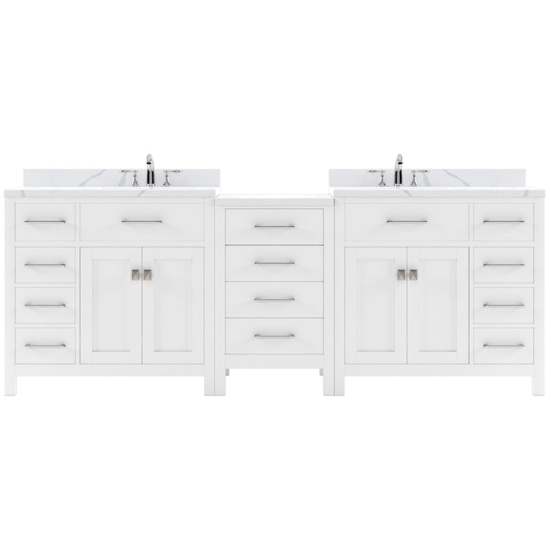 Modern Fittings Caroline Parkway 93" Double Bath Vanity with Calacatta Quartz Top and Square Sinks