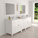 Modern Fittings Caroline Parkway 93" Double Bath Vanity with Calacatta Quartz Top and Square Sinks