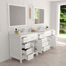 Modern Fittings Caroline Parkway 93" Double Bath Vanity with Calacatta Quartz Top and Square Sinks