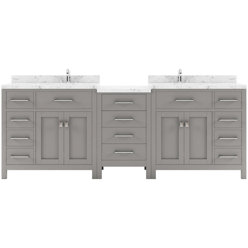 Modern Fittings Caroline Parkway 93" Double Bath Vanity with Cultured Marble Quartz Top and Round Sinks