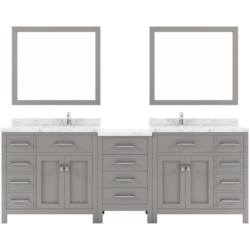 Modern Fittings Caroline Parkway 93" Double Bath Vanity with Cultured Marble Quartz Top and Round Sinks