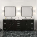 Modern Fittings Caroline Parkway 93" Double Bath Vanity with Cultured Marble Quartz Top and Round Sinks Faucets