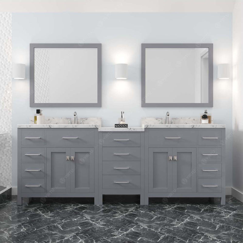 Modern Fittings Caroline Parkway 93" Double Bath Vanity with Cultured Marble Quartz Top and Round Sinks