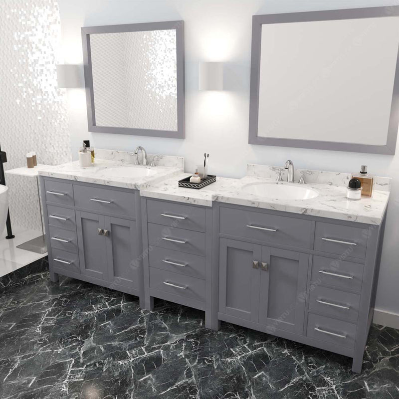 Modern Fittings Caroline Parkway 93" Double Bath Vanity with Cultured Marble Quartz Top and Round Sinks