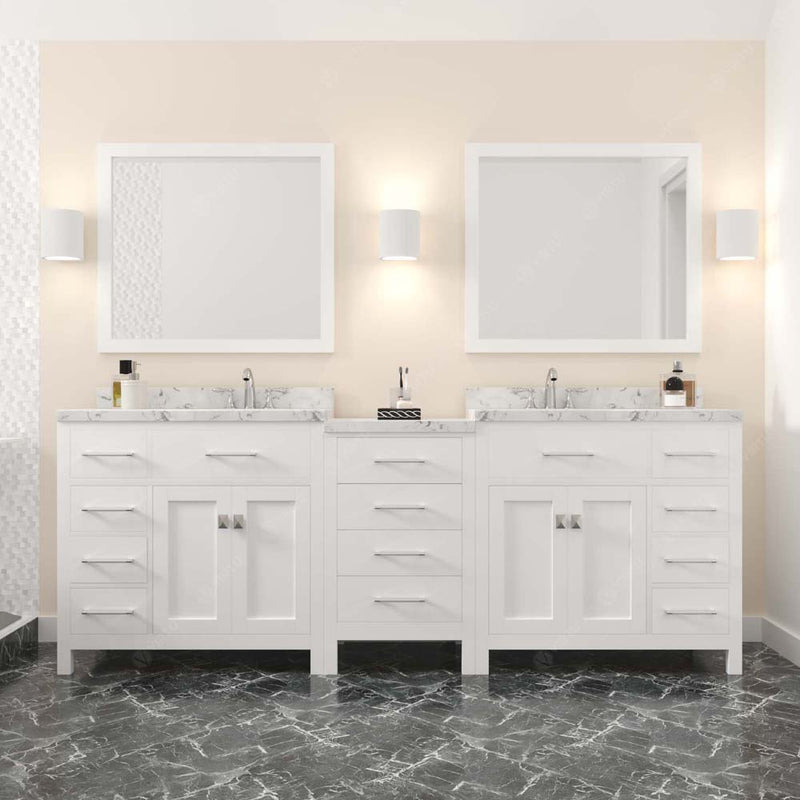 Modern Fittings Caroline Parkway 93" Double Bath Vanity with Cultured Marble Quartz Top and Round Sinks