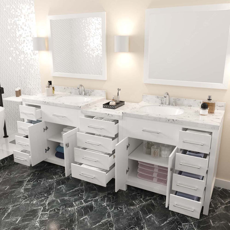 Modern Fittings Caroline Parkway 93" Double Bath Vanity with Cultured Marble Quartz Top and Round Sinks