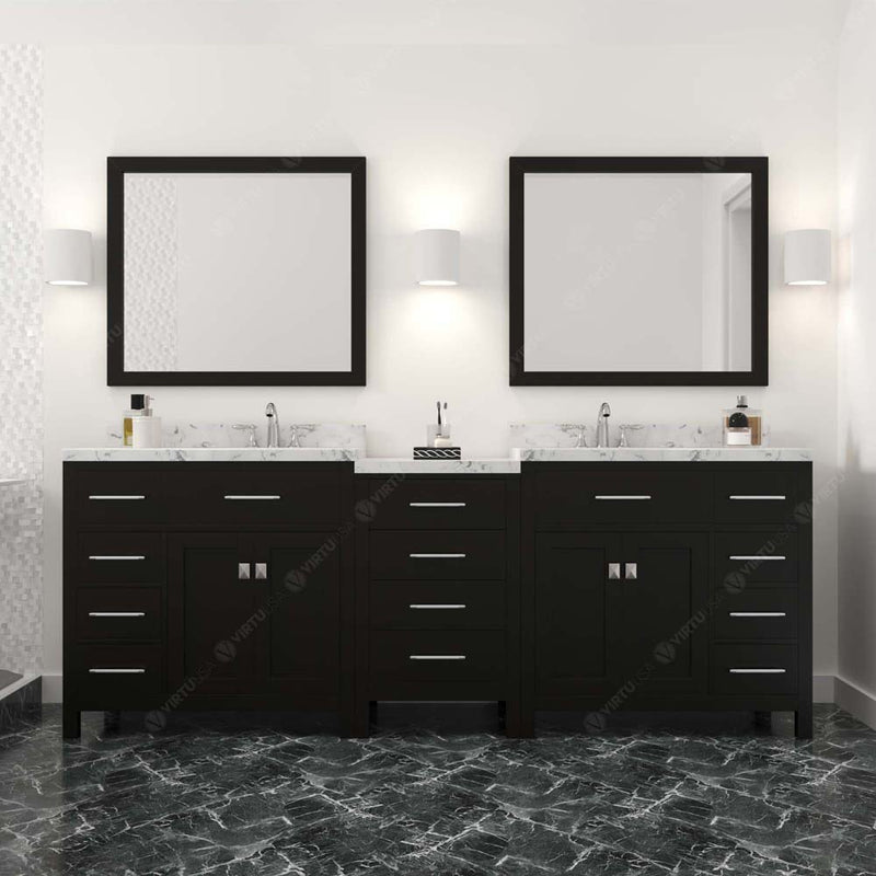 Modern Fittings Caroline Parkway 93" Double Bath Vanity with Cultured Marble Quartz Top and Square Sinks