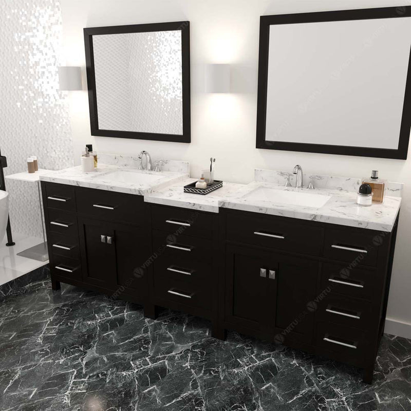 Modern Fittings Caroline Parkway 93" Double Bath Vanity with Cultured Marble Quartz Top and Square Sinks