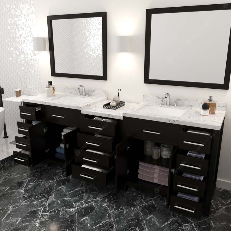 Modern Fittings Caroline Parkway 93" Double Bath Vanity with Cultured Marble Quartz Top and Square Sinks