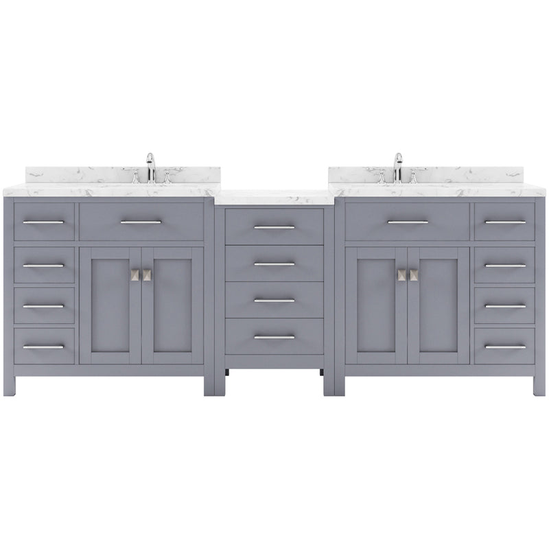 Modern Fittings Caroline Parkway 93" Double Bath Vanity with Cultured Marble Quartz Top and Square Sinks