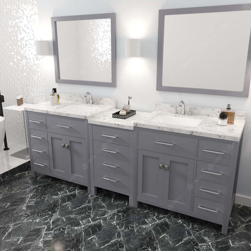 Modern Fittings Caroline Parkway 93" Double Bath Vanity with Cultured Marble Quartz Top and Square Sinks