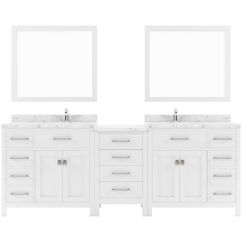 Modern Fittings Caroline Parkway 93" Double Bath Vanity with Cultured Marble Quartz Top and Square Sinks