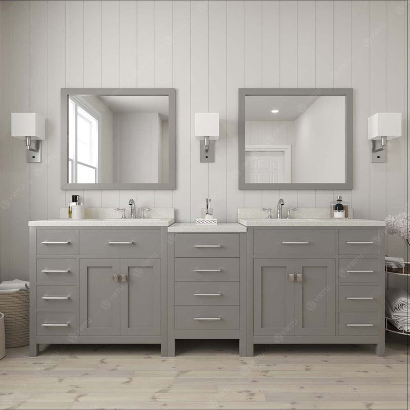 Modern Fittings Caroline Parkway 93" Double Bath Vanity with Quartz Top and Round Sinks Faucets