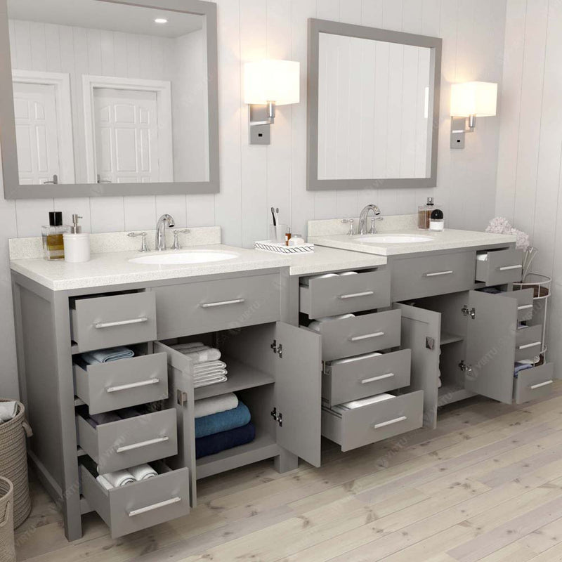 Modern Fittings Caroline Parkway 93" Double Bath Vanity with Quartz Top and Round Sinks