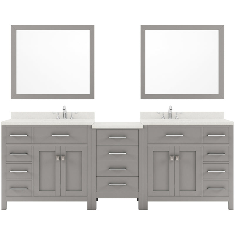 Modern Fittings Caroline Parkway 93" Double Bath Vanity with Quartz Top and Round Sinks Faucets