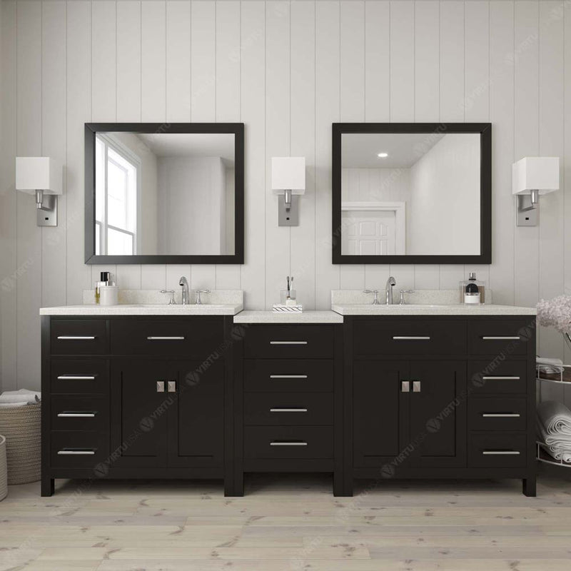 Modern Fittings Caroline Parkway 93" Double Bath Vanity with Quartz Top and Round Sinks