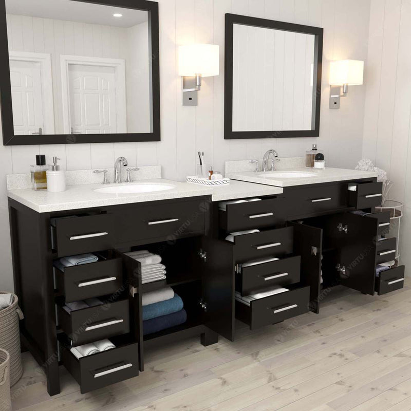 Modern Fittings Caroline Parkway 93" Double Bath Vanity with Quartz Top and Round Sinks