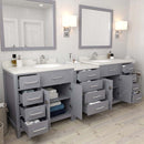 Modern Fittings Caroline Parkway 93" Double Bath Vanity with Quartz Top and Round Sinks