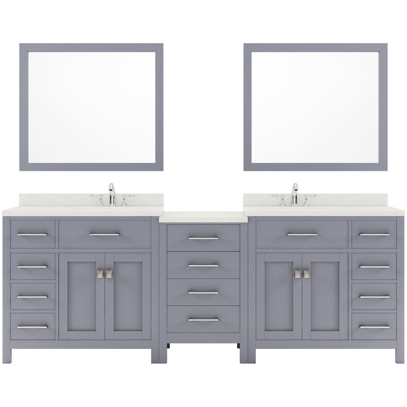 Modern Fittings Caroline Parkway 93" Double Bath Vanity with Quartz Top and Round Sinks Faucets