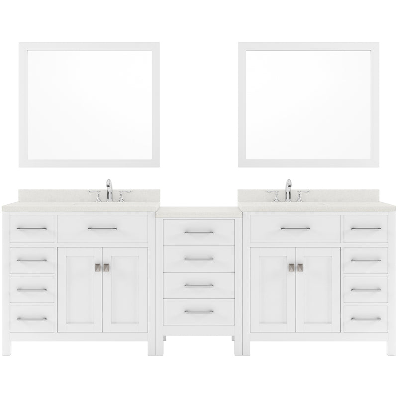 Modern Fittings Caroline Parkway 93" Double Bath Vanity with Quartz Top and Round Sinks Faucets