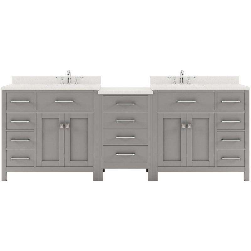 Modern Fittings Caroline Parkway 93" Double Bath Vanity with Quartz Top and Square Sinks