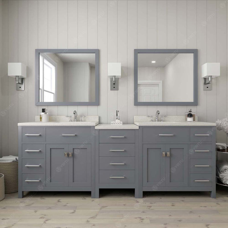 Modern Fittings Caroline Parkway 93" Double Bath Vanity with Quartz Top and Square Sinks