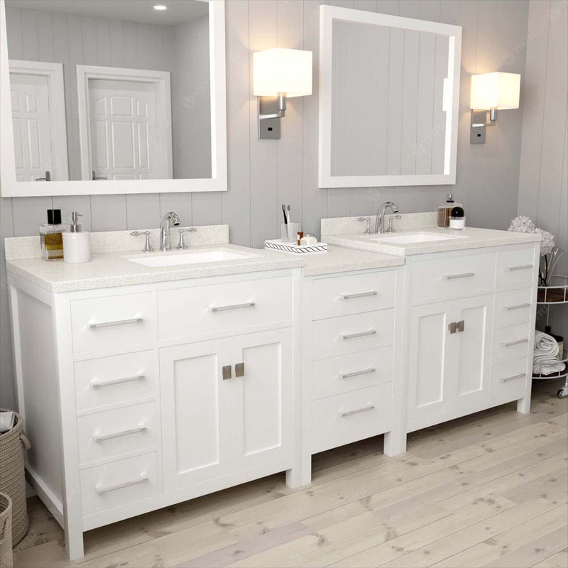 Modern Fittings Caroline Parkway 93" Double Bath Vanity with Quartz Top and Square Sinks Faucets