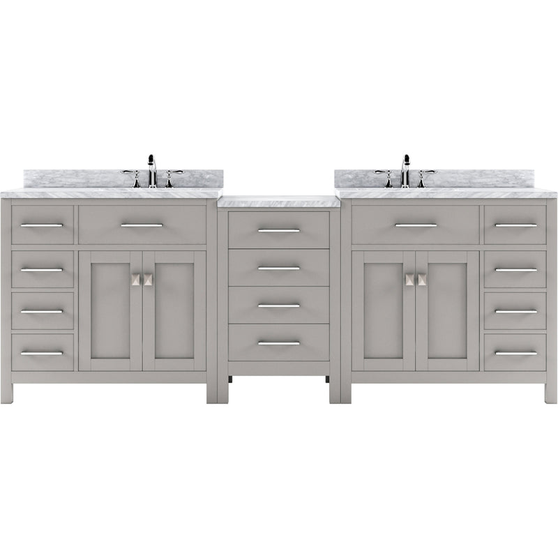 Modern Fittings Caroline Parkway 93" Double Bath Vanity with Marble Top and Round Sinks