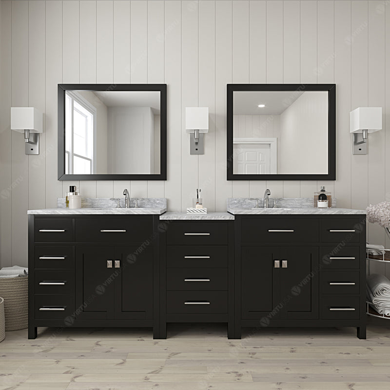 Modern Fittings Caroline Parkway 93" Double Bath Vanity with Marble Top and Round Sinks