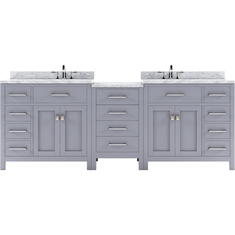 Modern Fittings Caroline Parkway 93" Double Bath Vanity with Marble Top and Round Sinks