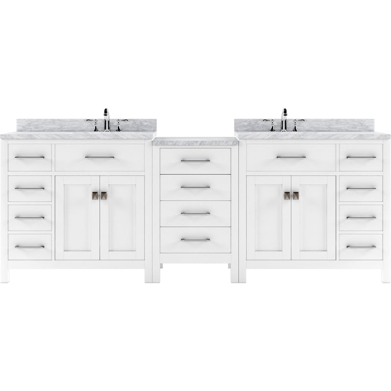 Modern Fittings Caroline Parkway 93" Double Bath Vanity with Marble Top and Square Sinks