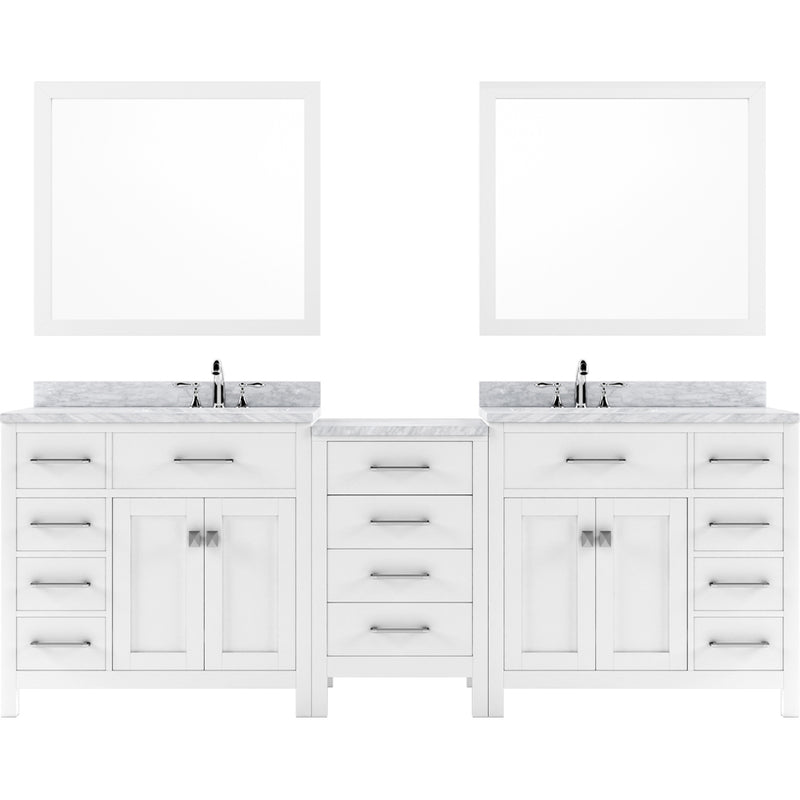 Modern Fittings Caroline Parkway 93" Double Bath Vanity with Marble Top and Square Sinks Faucets