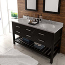 Modern Fitting Caroline Estate 60" Double Bath Vanity with Calacatta Quartz Top and Round Sinks Faucets