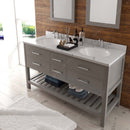 Modern Fittings Caroline Estate 60" Double Bath Vanity with Calacatta Quartz Top and Round Sinks