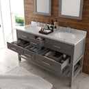 Modern Fittings Caroline Estate 60" Double Bath Vanity with Calacatta Quartz Top and Round Sinks